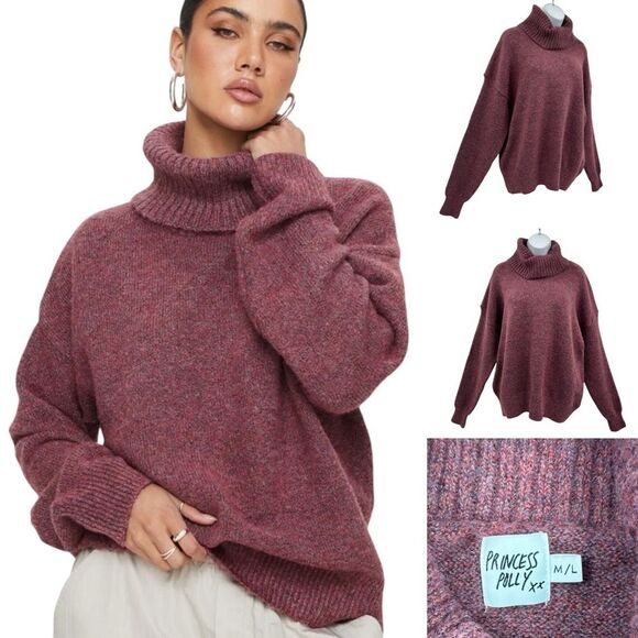 Princess Polly Sweaters - Princess Polly Oswin Turtleneck Sweater  Burgundy Sz M/L